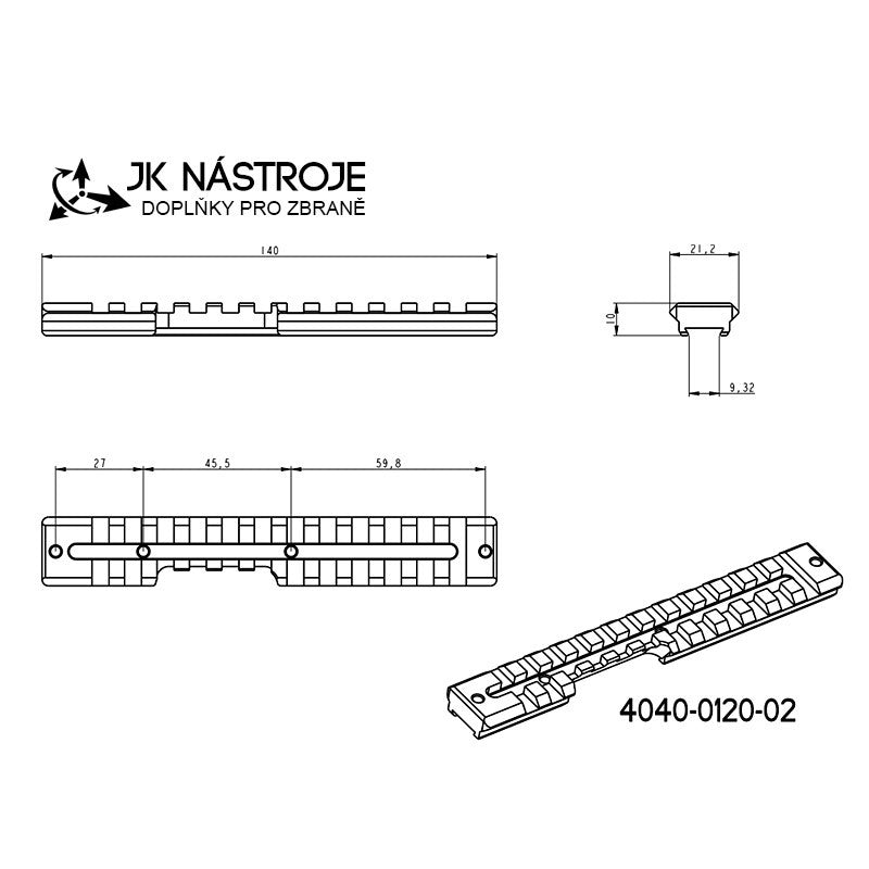 CZ 457 Picatinny rail | venstre hånd JK-N