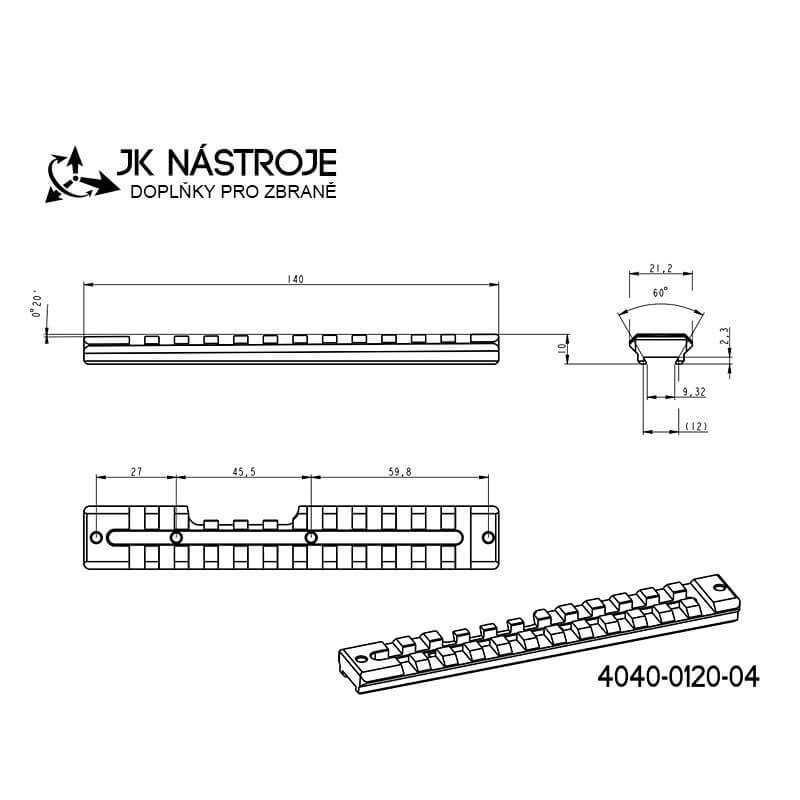 CZ 457 Picatinny skinne | 20 MOA JK-N