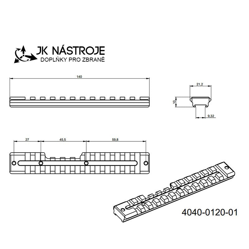 CZ 457 Picatinny skinne JK-N