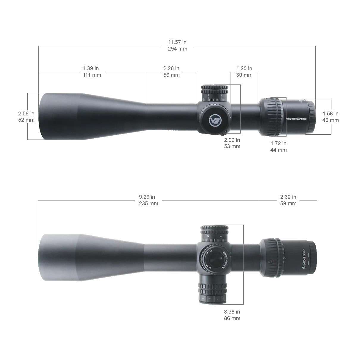 Vector Optics Veyron 6-24x44 IR First Focal Plane oplyst riffelkikkert Vector Optics