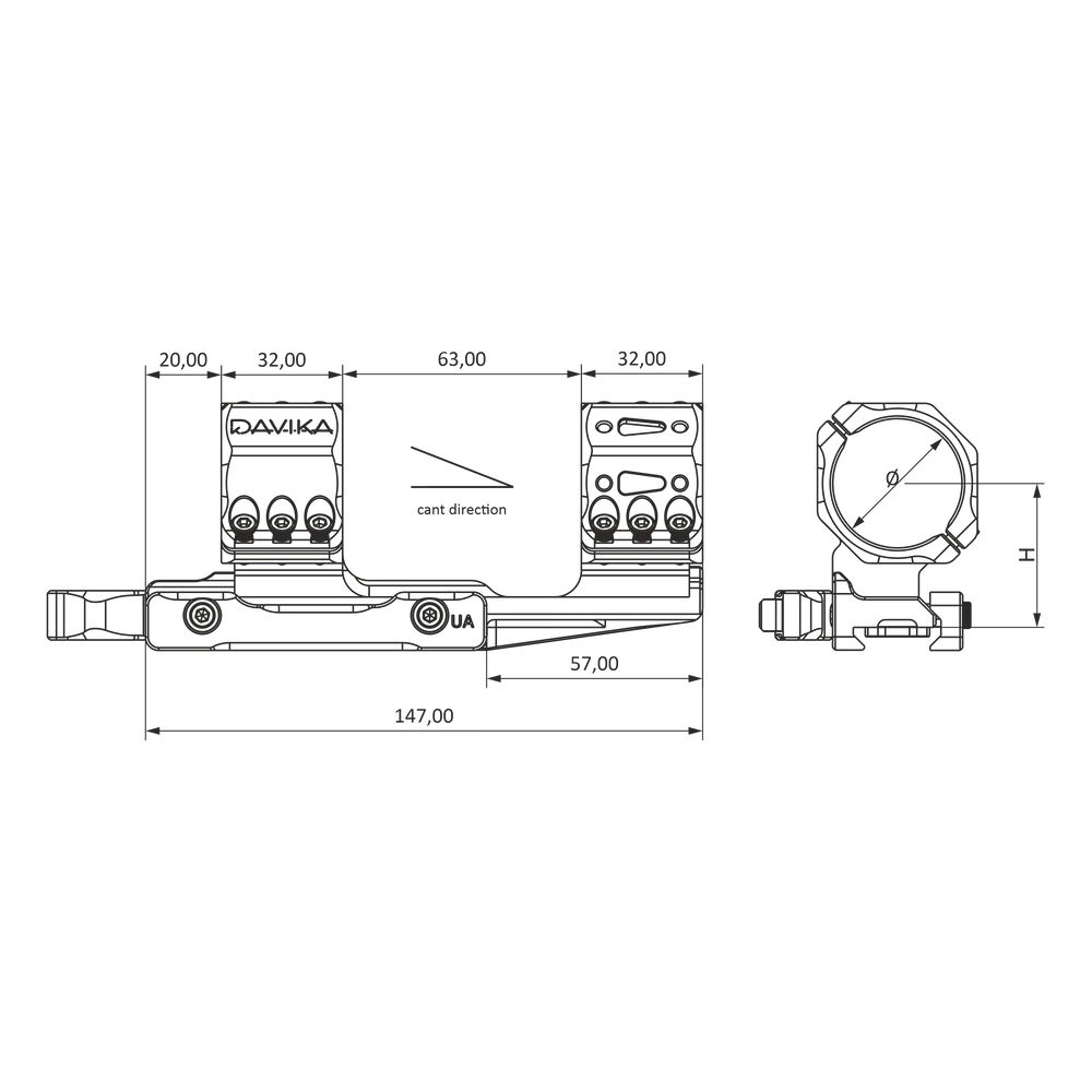 30 mm kikkertmontage cantilever | Picatinny QD Ergo-base