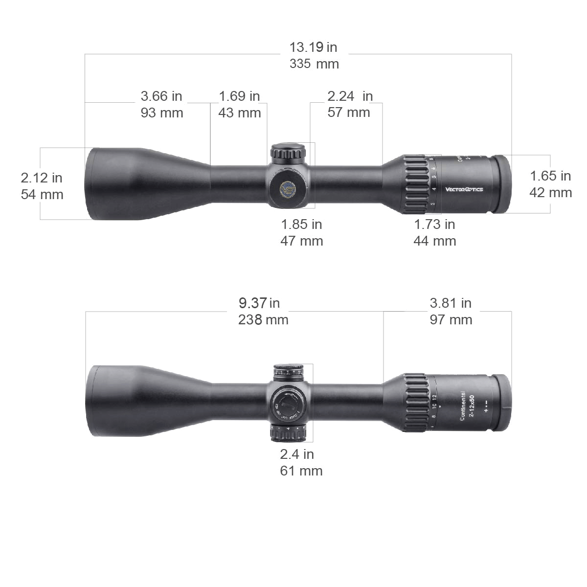 Vector Optics Continental 2-12x50 SFP riffelsigte