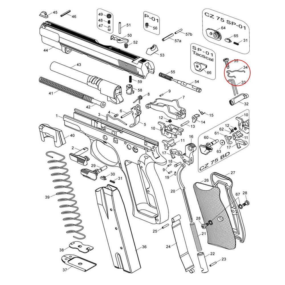 CZ Shadow 2 CZ TS 2 CZ 75B & SP-01 konkurrence aftrækkerstangsfjeder | -15% kraft