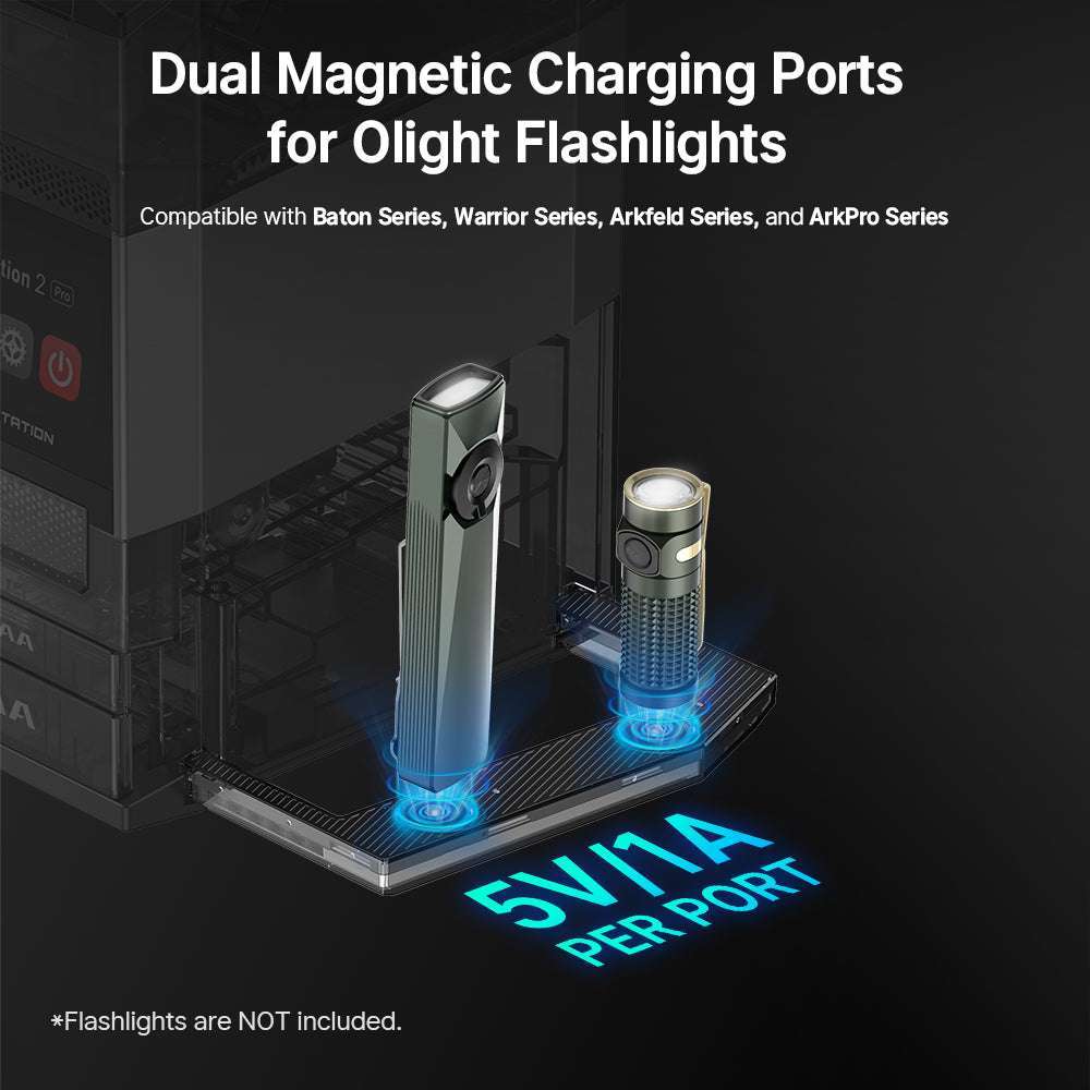 Olight Ostation 2 Pro | smart AA/AAA batterioplader | 3-i-1